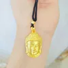 Chains Buddha Head Small Pendant Brass Plated Sun Tathagata Male And Female Black Rope Necklace