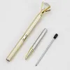 Hurtowa rzeźba złota metalowe długopiski Super Diamond Crystal Pen Wedding Office School School Materiały