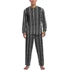 Vêtements de nuit pour hommes Pyjamas imprimés tribaux Rétro Africain Hommes Pyjama à manches longues Ensembles 2 pièces Nuit Automne Cadeau d'anniversaire personnalisé