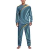 Masculino sleepwear impressão de mármore pijama inverno verde líquido casual nightwear mens 2 peça personalizado mangas compridas adorável conjunto