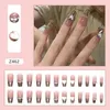 False Nails 24Pcs Press On With Glue Love Heart Letter Long Almond Glossy Nail Extension Full Cover Salon Women Girls Fake Kit