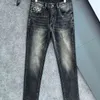 Klassische Designer-Luxus-Herrenjeans mit bedrucktem Buchstaben-Dreieck-Label, Vintage-Waschung, lockere Stretch-Jeans mit gerader Waschung, verschleißfeste Freizeithose mit Aufnähern in der oberen Reihe