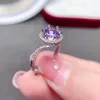 Cluster-Ringe CoLifeLove 6 mm 0,6 ct brillanter runder Amethyst-Ring für den täglichen Gebrauch, natürlicher Schmuck, modischer 925er Silber-Edelstein