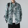 Giacche da uomo Fiore autunnale stampato Chamarras Para Hombre Tendenza streetwear Hip Hop Camicie cargo maschili Bottoni moda Casual