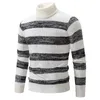 Men's Sweaters Vinatge Patchwork Striped Sweater Men Fashion Warm Turtleneck Pullovers Jersey Hombre Couple Clothes Pull Homme Knitwear