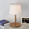 Tafellampen Slaapkamer Bedlampje Decoratie Nordic Woonkamer Studie Walnoot Hout Doek Lampenkap Huishoudelijk Houten