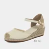 Sandales LIHUAMAO Elegance Toile Chaussures Compensées Femmes Espadrilles Talon Pompes Corde Semelle Confort Csaual Party