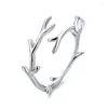 Anéis de cluster moda simples prata cor ramo folha para mulheres meninas na moda personalidade aberta ajustável dedo jóias presente de festa