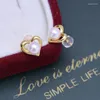 Boucles d'oreilles ED180 Lefei mode classique luxe 6-7mm fort lustre quelques défauts eau douce coeur boucle d'oreille pour les femmes 925 argent bijoux charme