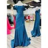 Corset Prom Dress 2k24 Off-Shoulder Stretchy Satin Lady Pageant Winter Formal Evening Cocktail Party Hoco Gala Gown Sherri High Slit Mother of the Bride Teal Fuchsia