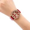 Zegarek 5pcs Kobiet kwarcowy zegarek niebieski kwiat diamentowe zegarki Damie luksusowe zegarek na rękę czarny biały hurtowo -moda vintage zegar vintage