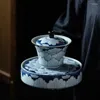 Theeserviezen Fugui Pioenroos Blauw En Wit Porseleinen Theeservies Chinese Retro Theepot Gaiwan Home