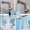 Bathroom Sink Faucets Brass White Digital Display Pull-Out Basin Faucet Rotation Height Adjustable Rotating Beauty Cold And Water