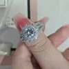 Women Luxury designer ring round 3A moissanite Diamond flower shaped Rings Jewelry PT950 plated girlfriend Gifts Engagement Wedding ring 1893