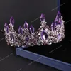 Edle lila Kristall Brautschmuck Sets Halsketten Ohrringe Krone Tiaras Set Afrikanische Perlen Schmuck Set Hochzeitskleid Accessoires ModeschmuckSchmucksets