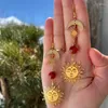 Dangle Earrings SUN AND FIRE AGATE Celestial Moon Dangling Star Outspace Gifts