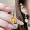 Stud Earrings CNZX 2.170ct Orangy Diamonds 18k White Gold Female Drop Dangle For Women's Fine