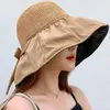 Brede rand hoeden geniet buitenshuis in stijl - vrouwelijke zonhoed met groot is flexibel en bewijs anti ultraviolet zwart
