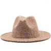 Berets Ampla Brim Lã Fedora Chapéu Homens Preto Branco Ocidental Inverno Clássico Cowboy Panamá Casamento Jazz Chapéus Para Mulheres