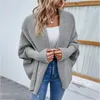 Kvinnors ful jultröja Autumn Winter Long Women's Sticked tröja Cardigan Coat Solid Color Scarf Collar Polyester Fabric WARME BEACHABLE