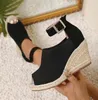 Sandalen LIHUAMAO Pumps Peep Toe Wedges Espadrilles Schuhe Frauen Ferse Seil Außensohle Komfort Csaual Knöchelriemen