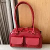 Kvällspåsar 2023 Retro Red Women's Totes Satchel Hobo Bag Patent Leather Multi Pocket Luxury Designer Handväskor Kvinnlig axel underarm