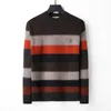 Designer Black and White Yellow Brown Knitted Wool Warm Classic Plaid Striped Letter Brand Clothing Fashion Casual Long Sleeve Men's