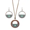 Collana/orecchini con ciondolo in lega di legno vintage Set Set di gioielli per feste bohémien per donne Catena di maglioni Bijoux Femme