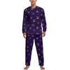 Men's Sleepwear Pumpkin Faces Pajamas Winter 2 Pieces Halloween Elegant Set Male Long Sleeve Sleep Graphic Nightwear