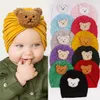 ヘアアクセサリー2pcs bear born baby headband for Girls Elastic Knit Children Turban Bows Soft Nylon Kids Headwear Red