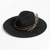 Bérets Fedora Chapeau pour femmes hommes laine doux feutre Jazz plume décoration Vintage Trilby chapeaux Chapeau Femme