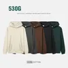 남성용 후드 530GSM Cotton French Terry 고급 중량 패션 겨울 풀오스 캐주얼 한 두꺼운 드롭 어깨 스웨트 셔츠