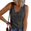 Women's Tanks T-shirt Shirt Undershirt Casual Sleeveless Button-down V-neck Blouse