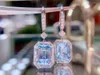 Stud Earrings GUILD Fine Jewelry Pure 18K White Gold Natural Aquamarine Gems 3.51ct 3.83ct Diamonds Female's For Women