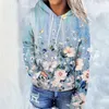 Frauen Hoodies 2023 Herbst/Winter Blume Landschaft Hoodie Mantel Weibliche 3D Gedruckt Lose Lange ärmeln