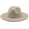 Bérets en daim couleur unie, casquette en feutre Panama pour homme, haut de fête, Jazz Fedora, chapeaux tibétains à large bord, Protection Uv pour femmes et hommes