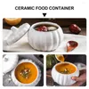 Dinnerware Sets Condiment Containers Pumpkin Soup Cup Noodle Bowl Lid Cover Porcelain Ceramic White