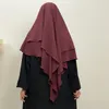 Abbigliamento etnico Femme Musulman Khimar Niqab Nikab Foulard a doppio strato Donna Indumento di preghiera musulmano In testa Amira Eid Ramadan Sciarpa Hijab