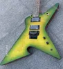 Cusom Culprit Yeşil Patlama Alev Akçaağaç Üst Dimebag Darrell Elektro Gitar Floyd Rose Tremolo Köprü Kilitleme Nutu Whammy Bar Çin Emg Pikaplar Siyah Donanım