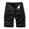 شورت الرجال على طراز Safari Summer Summer Casal Cargo Short Men Solid Coll Cotton Treasable Clow Mobicets Lene Streetwear