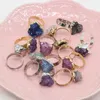 Cluster Rings Natural Stone Crystal Bud Agate Irregular Ring For Jewelry MakingDIY Accessories Healing Gems Charm Gift Wedding Party 1PC