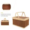 Dinnerware Sets Rustic Decor Outdoor Picnic Basket Bamboo Snack Woven Packing Decorative Ware Container Storage Bride