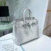 Designer tote bags moda de luxo sacos de ombro novo crocodilo impressão couro branco mulheres saco portátil ombro único mensageiro saco Himalaia água branca diamante f