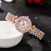 Relógios de pulso Tiktok elegante padrão romano diamante incrustado relógio feminino pulseira de quartzo