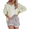 Women's Sweaters Women S Oversized Off Shoulder Knit Sweater V Neck Chunky Long Sleeve Pullover Loose Fitting Jumper Tops