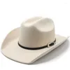 Beralar Vintage Western Cowboy Şapkası ile Kara Kemer Erkekler ile Keçe Fedora Kadınları Caz Kova Kız Cap Cloche Sombrero Hombre Caps