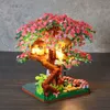 Aircraft Modle Mini Sakura Tree House With Lights Model Building Blocks City Street View Cherry Blossom Houses Bricks Kids Toys For Girls Gift 231030