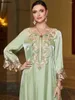 Vêtements ethniques Sisakia Mode Kaftan Robe Marocaine Chic Solide Dentelle Bande À Manches Longues Col En V Élégant Casual Abayah Pour Femmes 2023 Dubaï