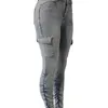 Pantalon grande taille pour femmes LW, taille haute, poche à rabat latéral, Jean Cargo, fermeture éclair, Design froncé, décontracté, slim, Long, 231027