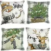 Autres fournitures de fête d'événement 45cm taie d'oreiller de Noël dessin animé Santa bonhomme de neige arbre de noël housse de coussin joyeux décor à la maison oreiller de voiture polyester 231030